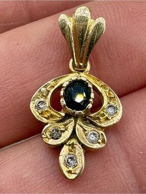14k Gold Sapphire & Spinel Pendant
